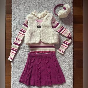 Girls Tommy Bahama Long Sleeve Shirt, Vest, Skirt and Earmuffs Set Size 7/8